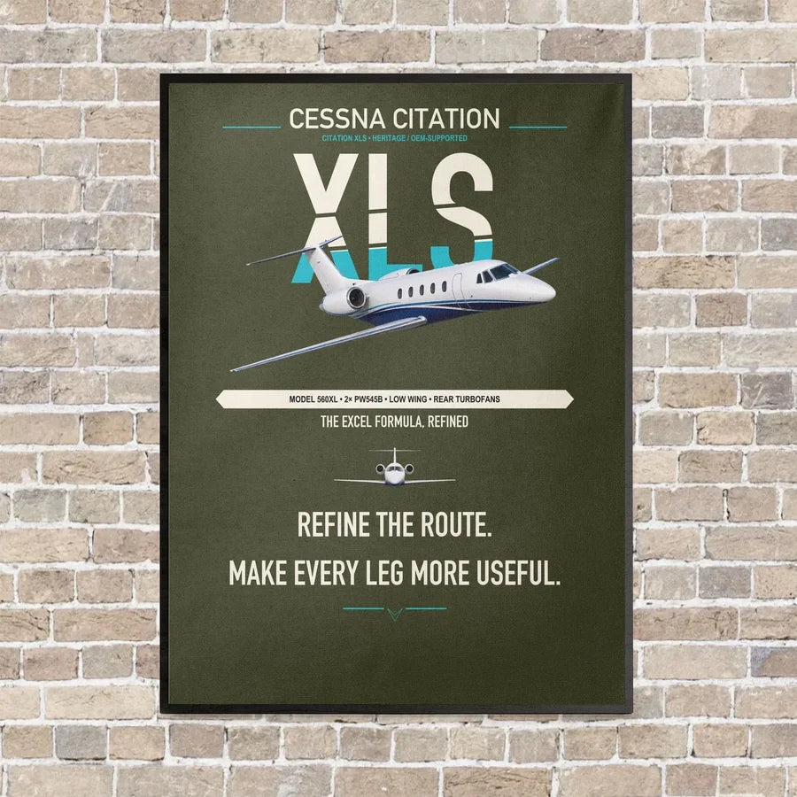 Cessna Citation XLS vertical canvas print - framed - green army background