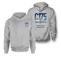 Thumbnail for Cessna 175 Skylark design on light gray double-side hoodie, double-side print