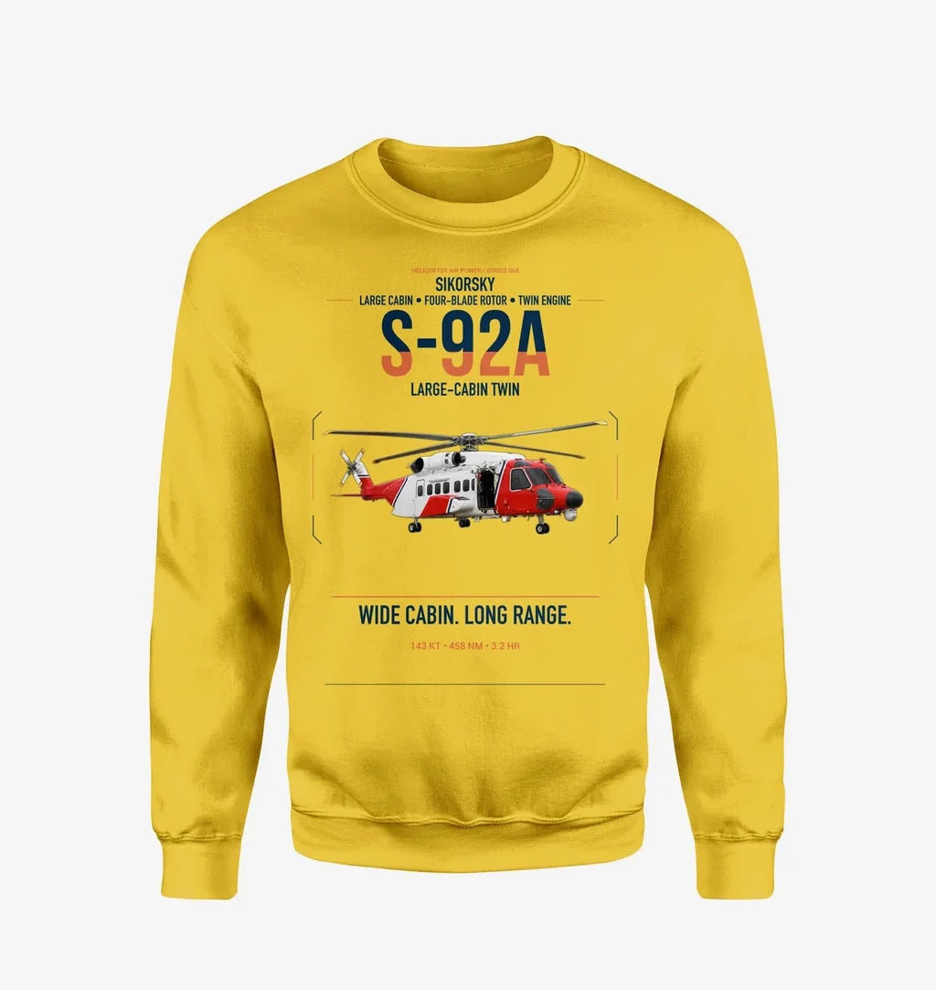 Sikorsky S-92A design on yellow sweatshirt