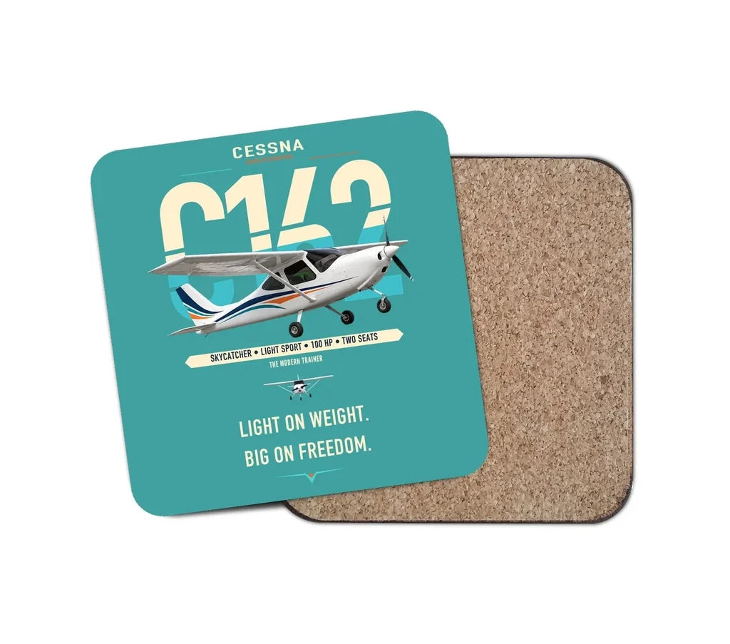 Cessna 162 Skycatcher design on turquoise 1 piece coaster