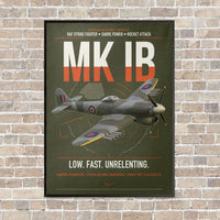 Thumbnail for Hawker Typhoon Mk IB vertical canvas print - framed - green army background