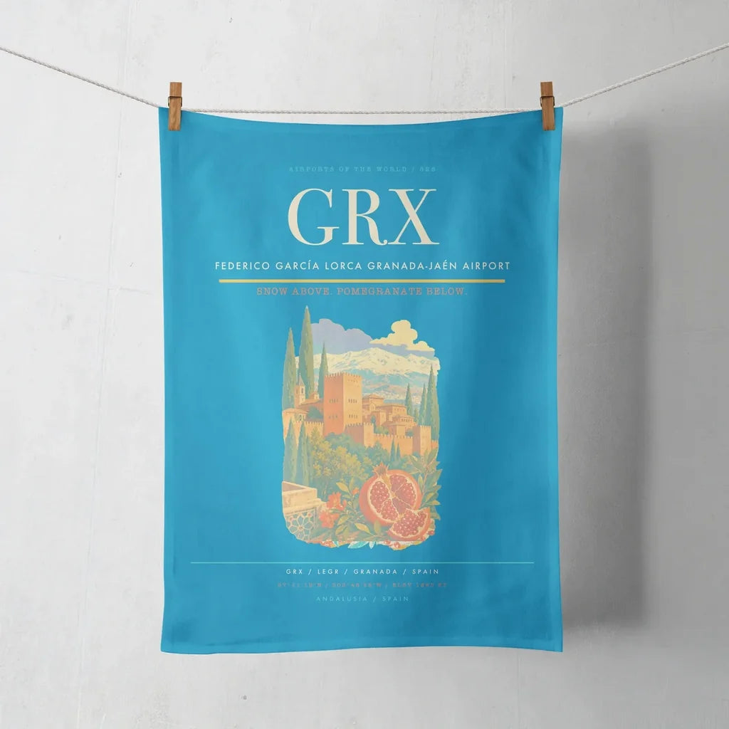 Federico García Lorca Granada-Jaén Airport (GRX) design on turquoise towel