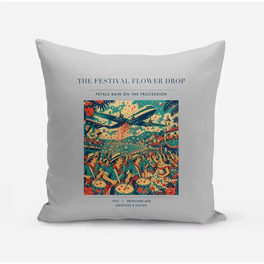 VINTAGE G4406 - The Festival Flower Drop - Designed Pillows design on lightgray