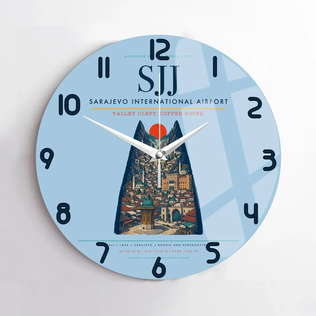 Sarajevo International Airport SJJ Wall-Clock No-Frame - Light Blue