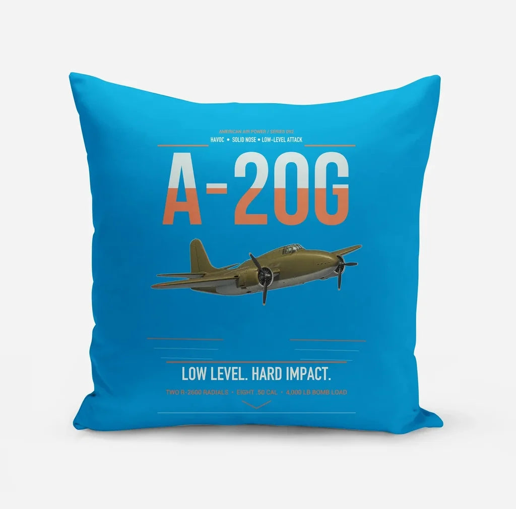 A-20G Havoc design on turquoise pillow