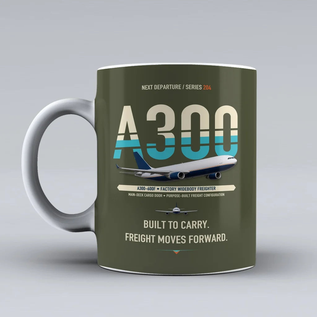 A300-600F Mug design on green army airbus