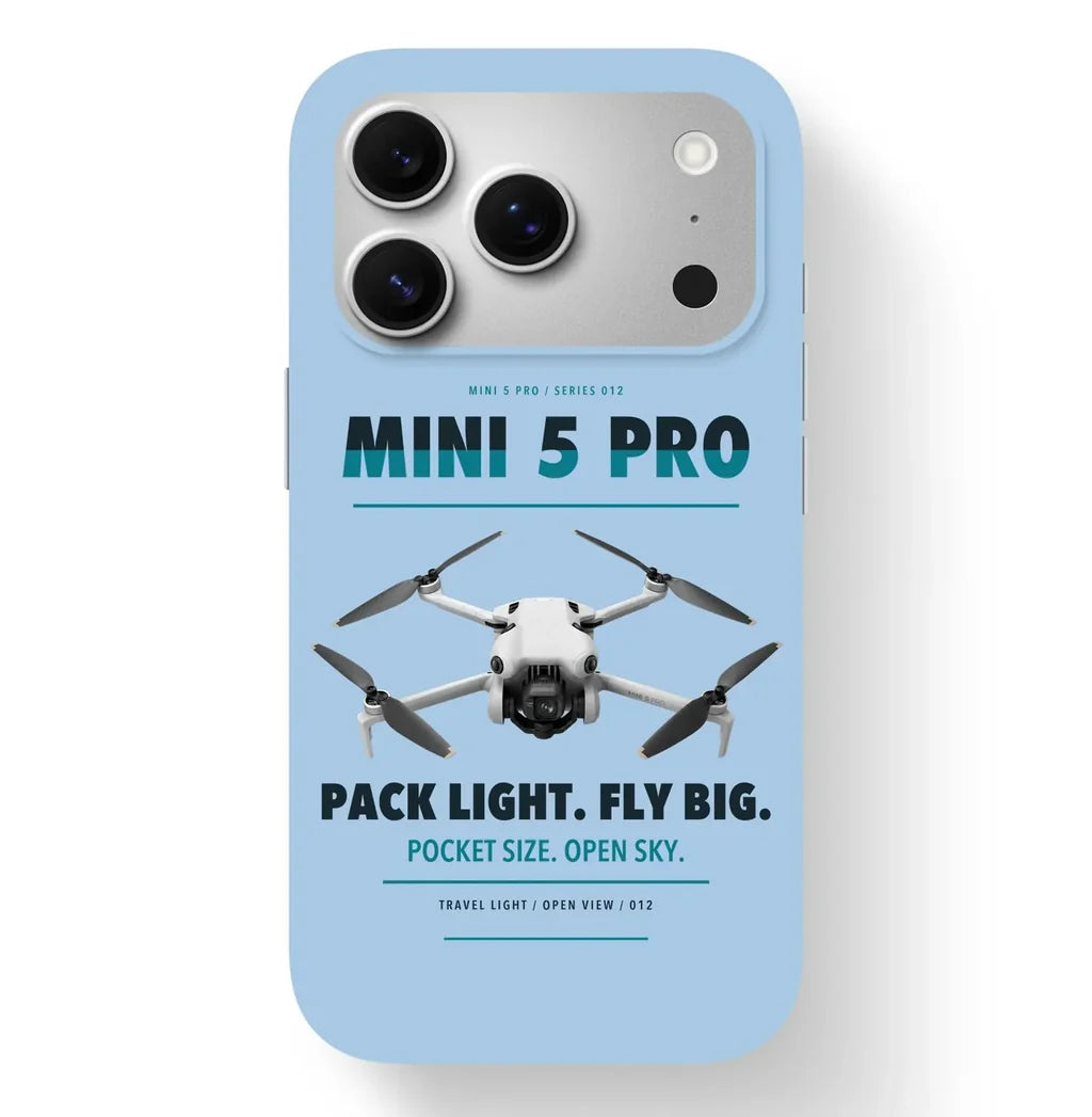 DJI Mini 5 Pro Case design on light blue iphone case