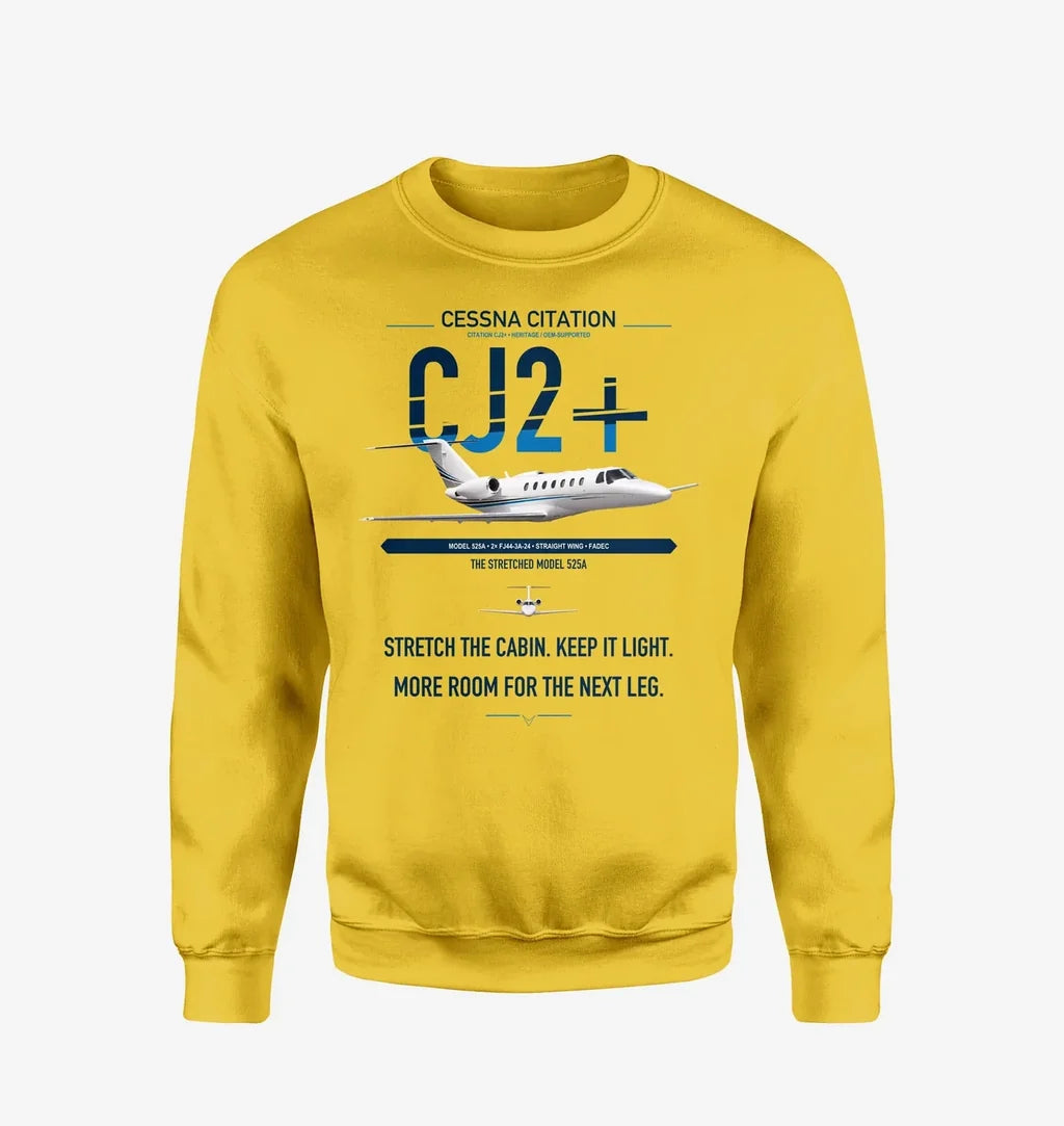 Cessna Citation CJ2+ design on yellow sweatshirt