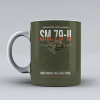 Thumbnail for Savoia-Marchetti SM.79-II Sparviero design on green army ceramic mug, double-side print