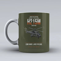 Thumbnail for Airbus H215M design on green army ceramic mug, double-side print