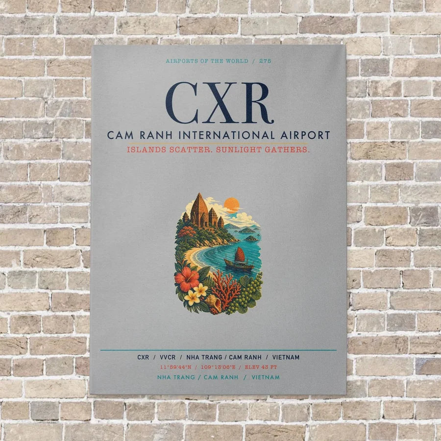 Cam Ranh International Airport Nha Trang CXR vertical canvas print - no frame - light gray background
