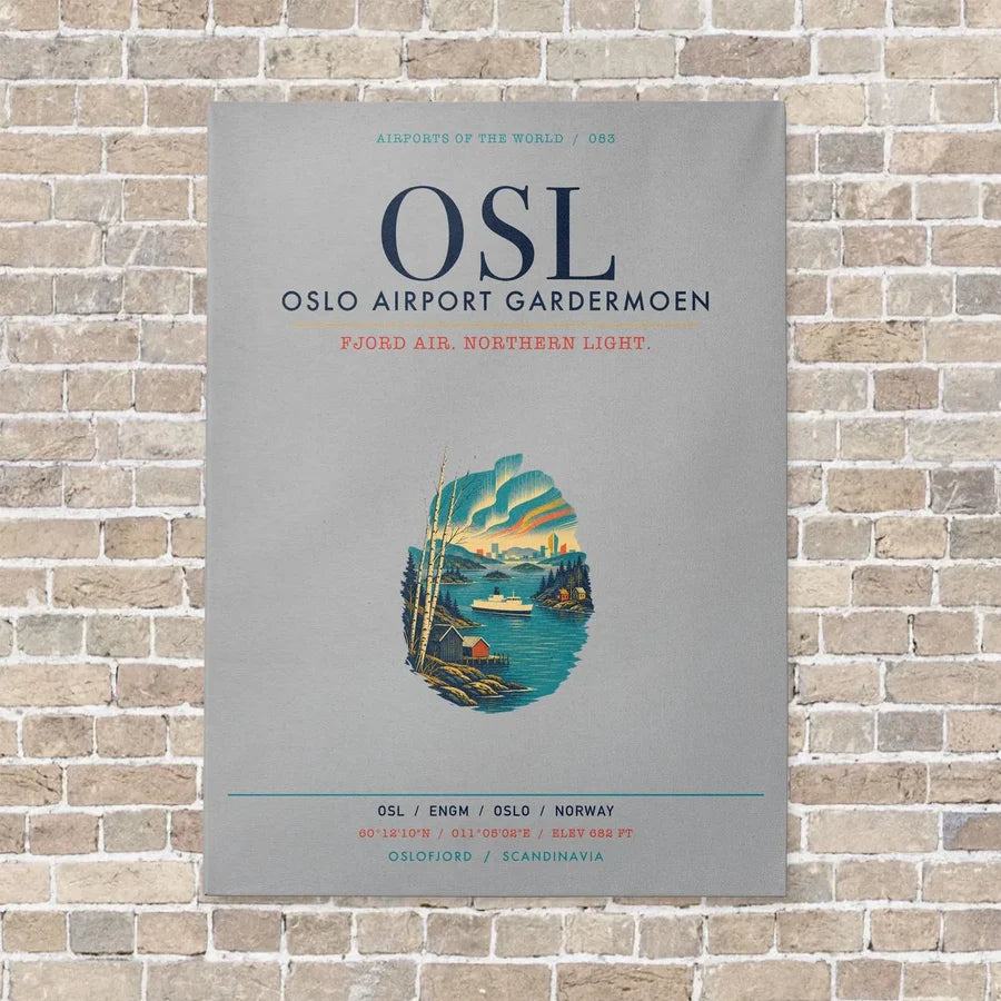 Oslo Airport Gardermoen OSL vertical canvas print - no frame - light gray background