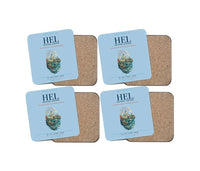Thumbnail for Helsinki Airport (HEL) design on light blue 4 pieces set coaster