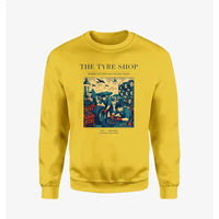 Thumbnail for VINTAGE G4535 - The Tyre Shop - Designed Sweatshirts design on yellow
