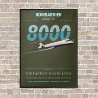 Thumbnail for Bombardier Global 8000 vertical canvas print - framed - green army background