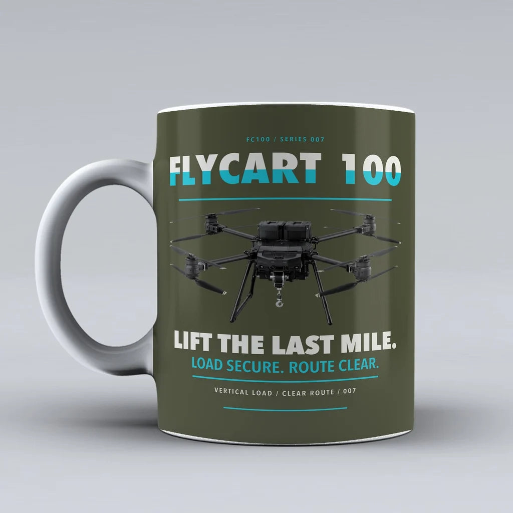 FlyCart 100 Mug design on green army dji
