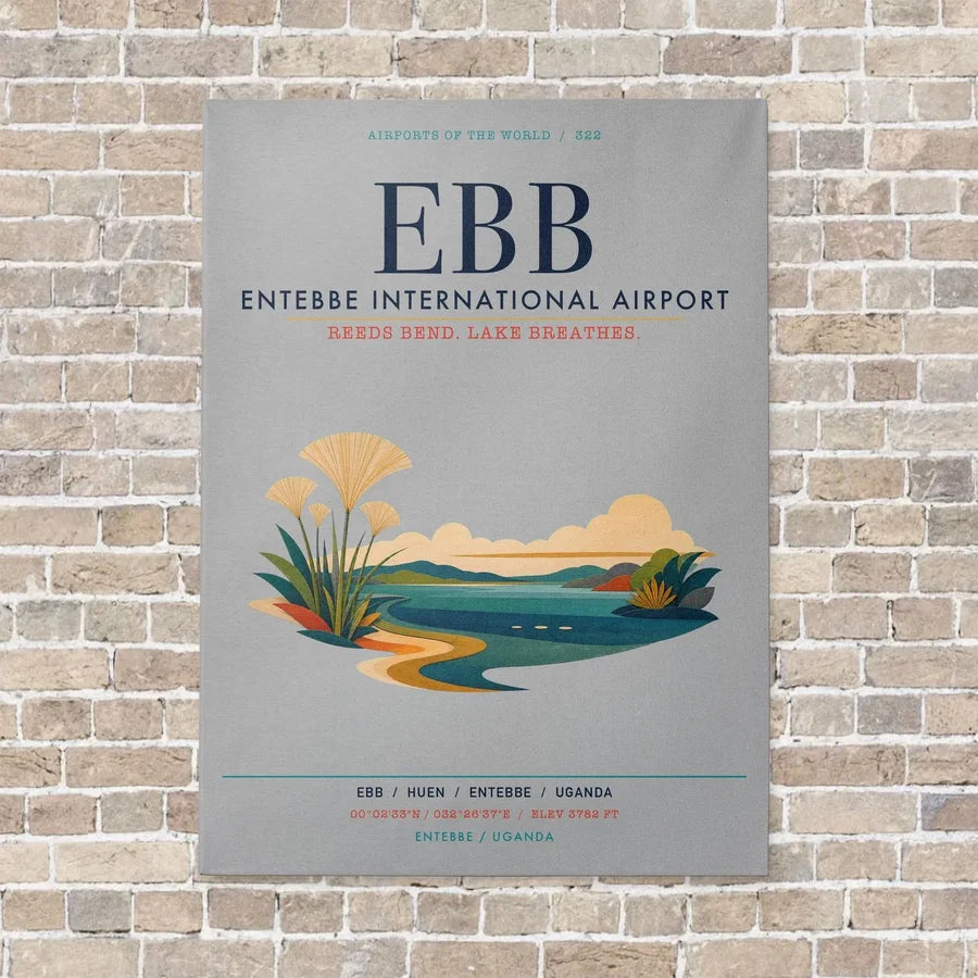 Entebbe International Airport EBB vertical canvas print - no frame - light gray background