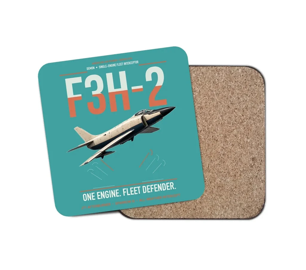 F3H-2 Demon design on turquoise 1 piece coaster