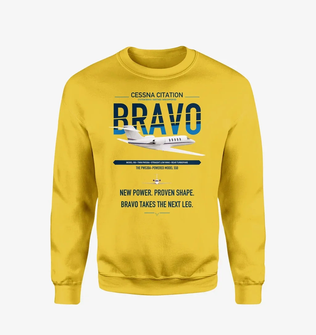 Cessna Citation Bravo design on yellow sweatshirt
