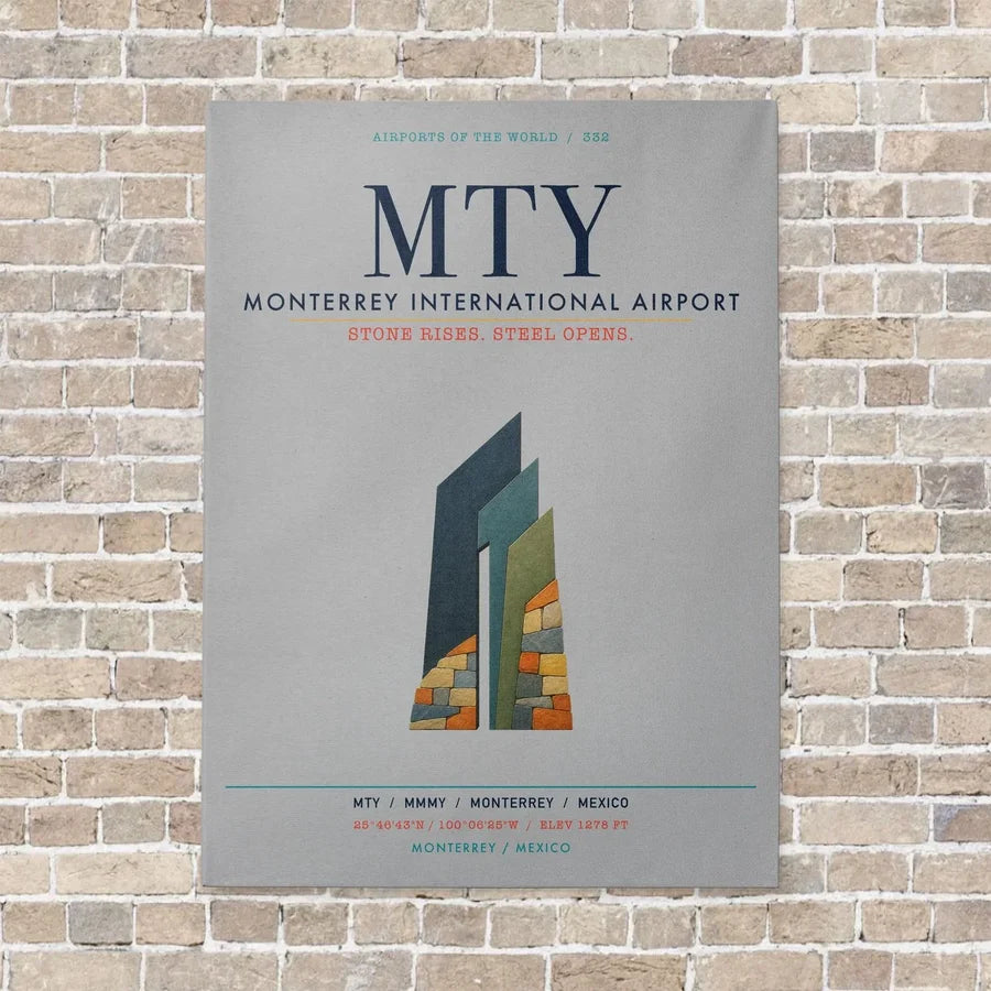 Monterrey International Airport MTY vertical canvas print - no frame - light gray background