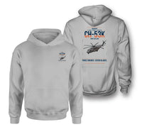 Thumbnail for Sikorsky CH-53K King Stallion design on light gray double-side hoodie, double-side print