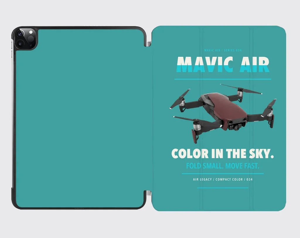 DJI Mavic Air design on turquoise ipad tablet case