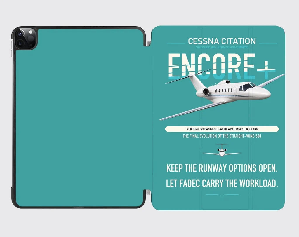 Cessna Citation Encore+ design on turquoise ipad tablet case