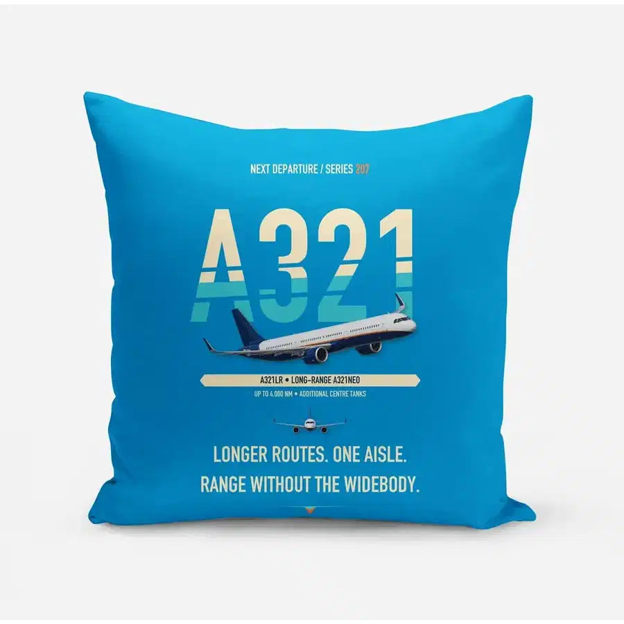 Airbus A321LR design on turquoise pillow