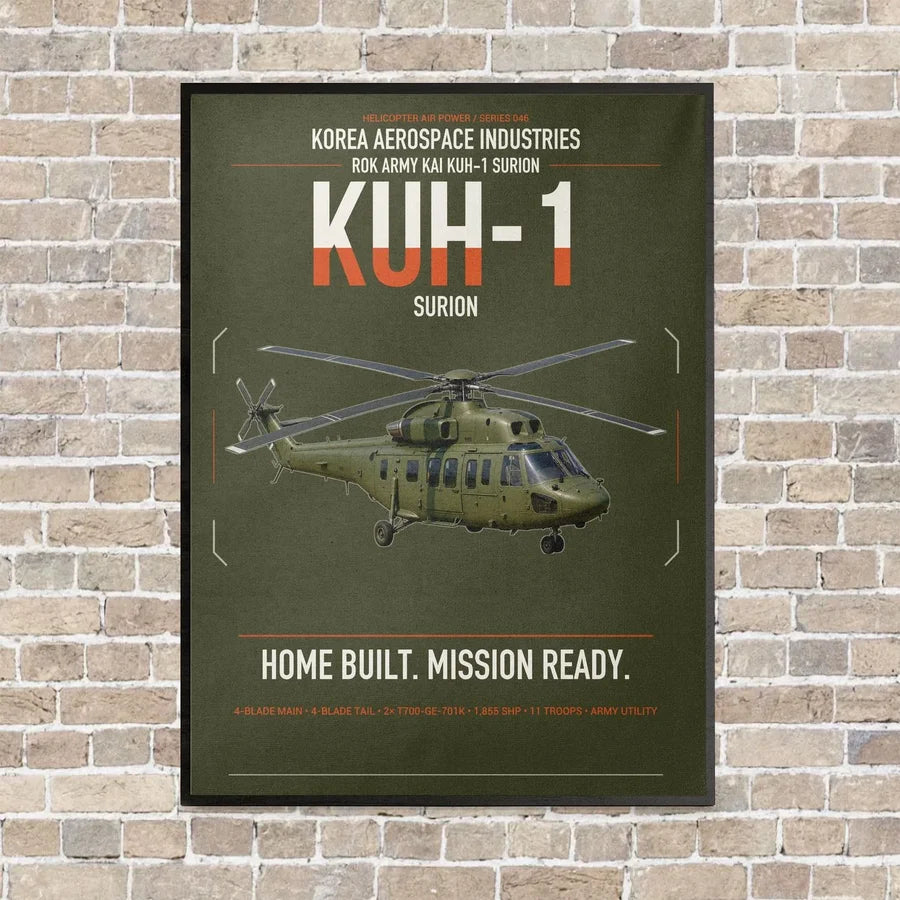 Korea Aerospace Industries KUH-1 Surion vertical canvas print - framed - green army background