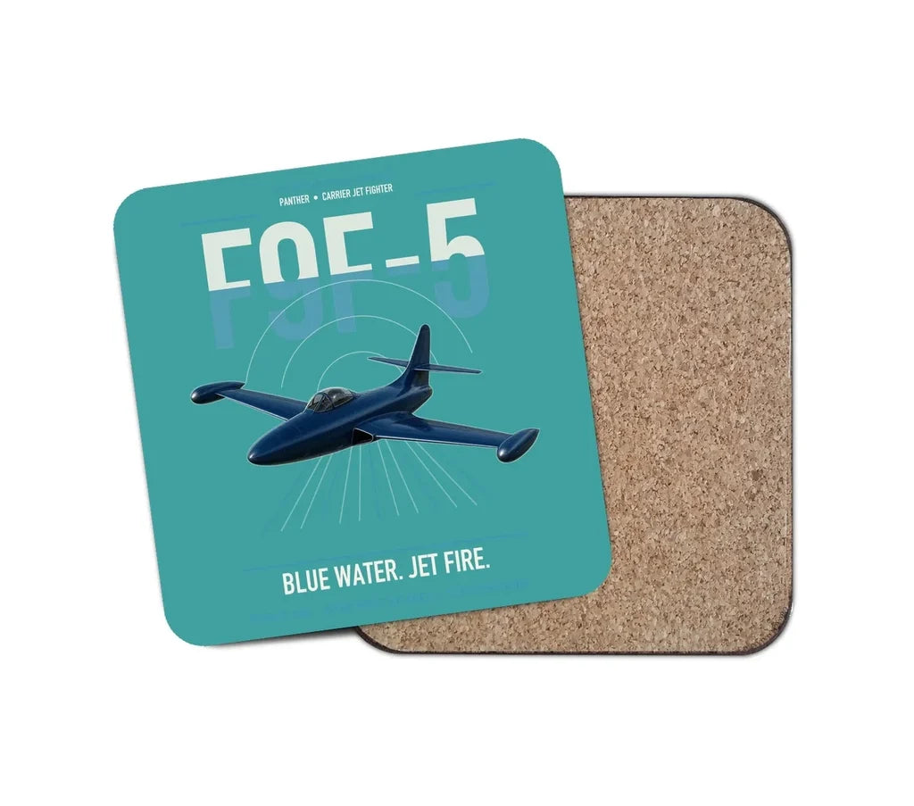 F9F-5 Panther design on turquoise 1 piece coaster