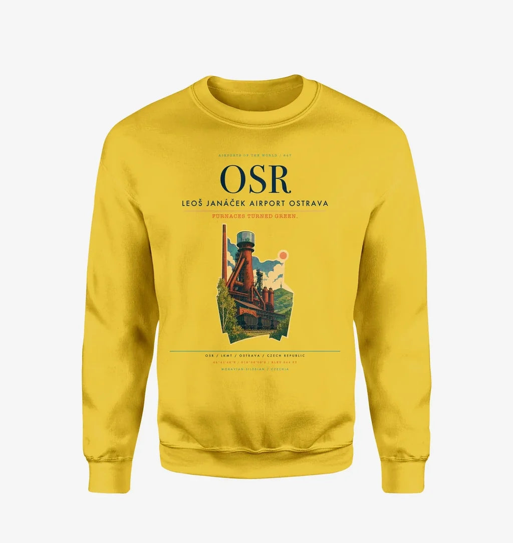 Leoš Janáček Airport Ostrava (OSR) design on yellow sweatshirt