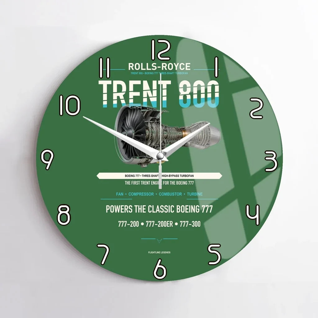 TRENT 800 design on green no frame wall clock
