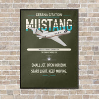 Thumbnail for Cessna Citation Mustang vertical canvas print - framed - green army background