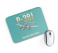 Thumbnail for P-38J Lightning design on turquoise rectangle mouse pad