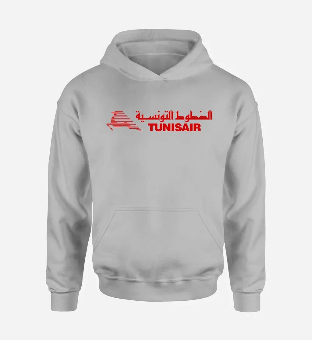 Tunisair logo printed on light gray hoodie