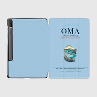 Thumbnail for Omaha Eppley Airfield (OMA) design on light blue samsung tablet tablet case