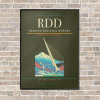 Thumbnail for Redding Regional Airport RDD vertical canvas print - framed - green army background