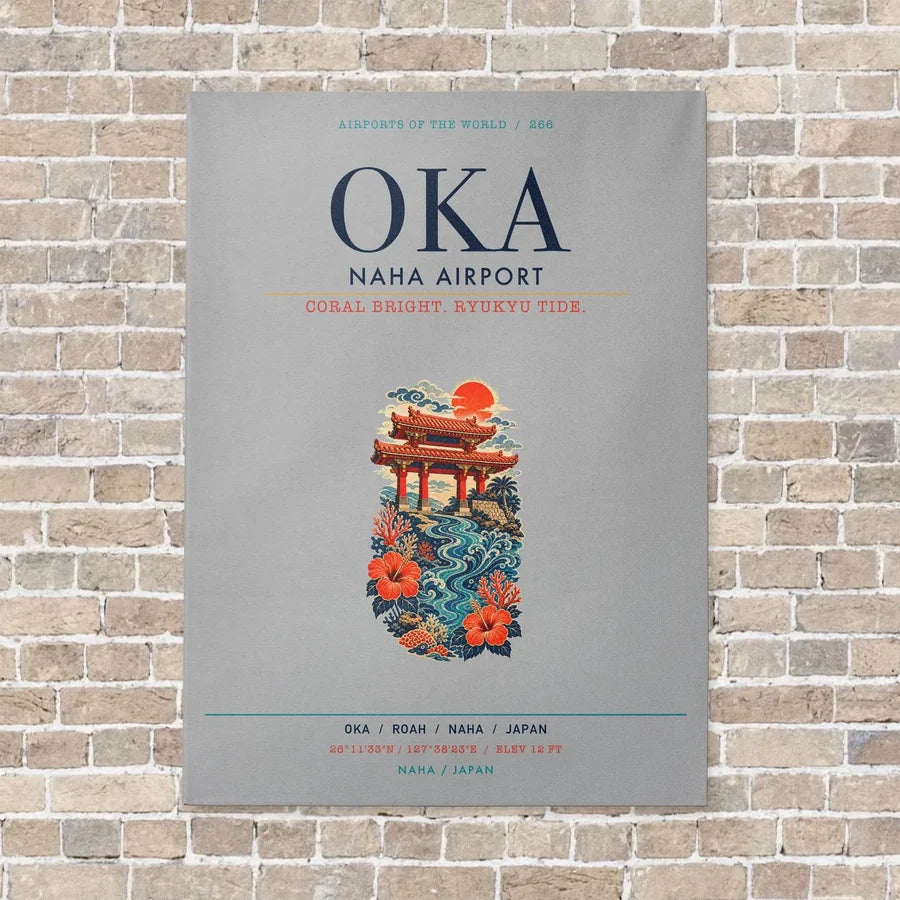 Naha Airport OKA vertical canvas print - no frame - light gray background