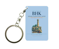 Thumbnail for Bukhara International Airport BHK Key Chain design on light blue key chain
