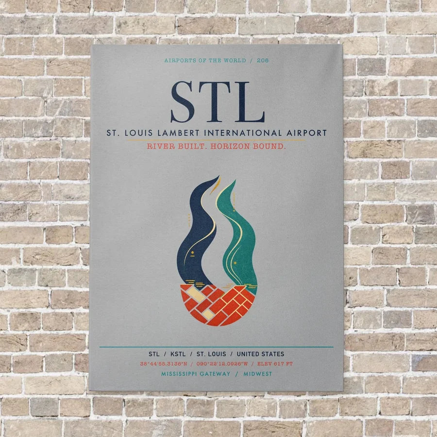 St. Louis Lambert International Airport STL vertical canvas print - no frame - light gray background