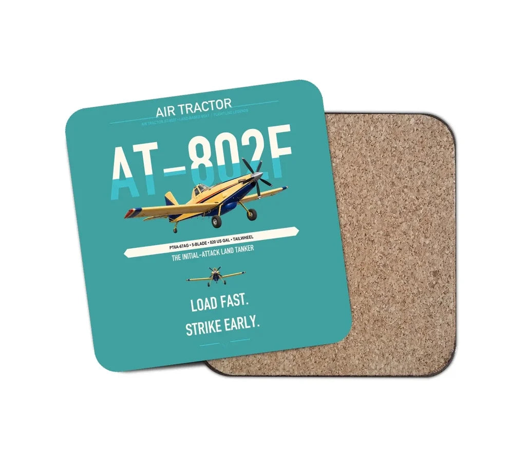 Air Tractor AT-802F design on turquoise 1 piece coaster