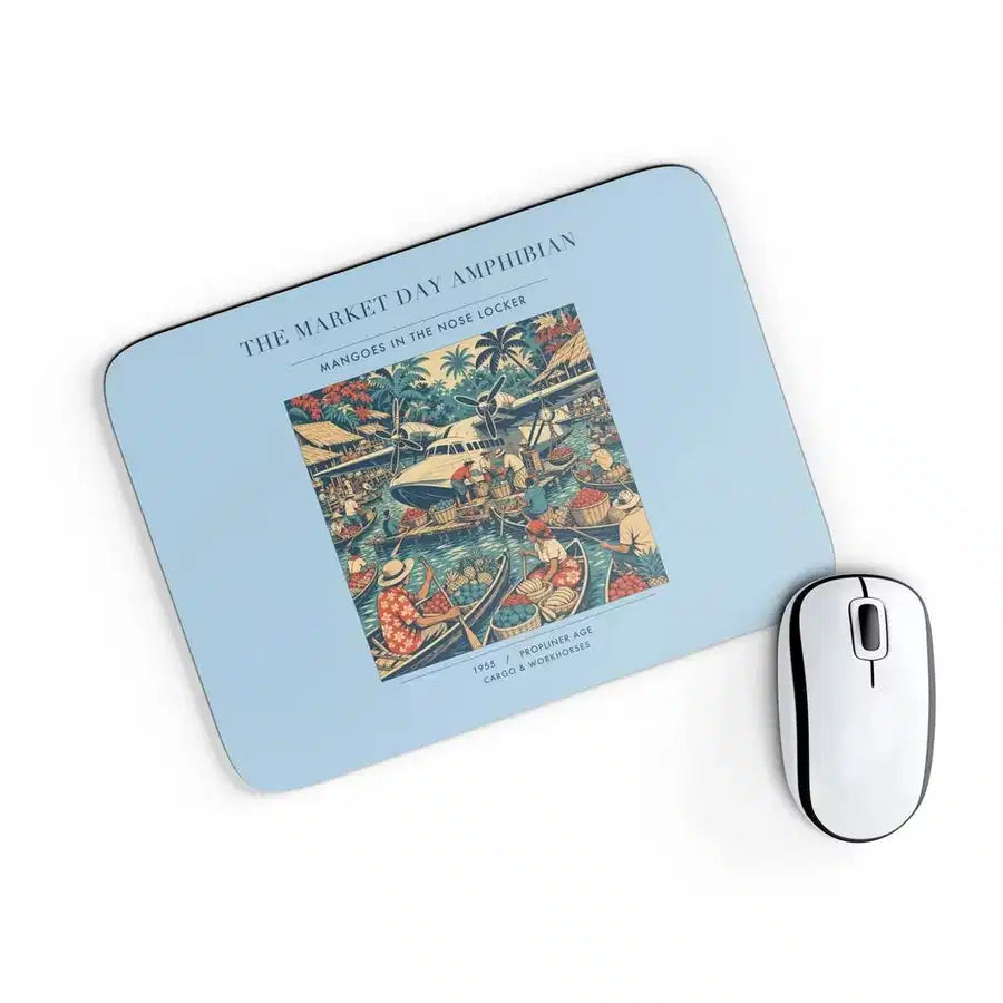 VINTAGE G4404 - The Market Day Amphibian - Designed Mouse Pads design on lightblue rectangle