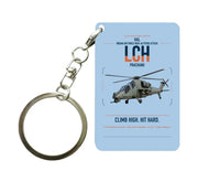 Thumbnail for HAL LCH Prachand design on light blue designed key chain, double-side print