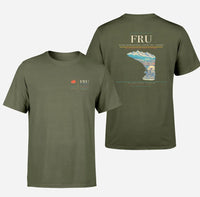 Thumbnail for Manas International Airport (FRU) design printed on green army double-side t-shirt