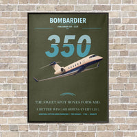 Thumbnail for Bombardier Challenger 350 vertical canvas print - framed - green army background