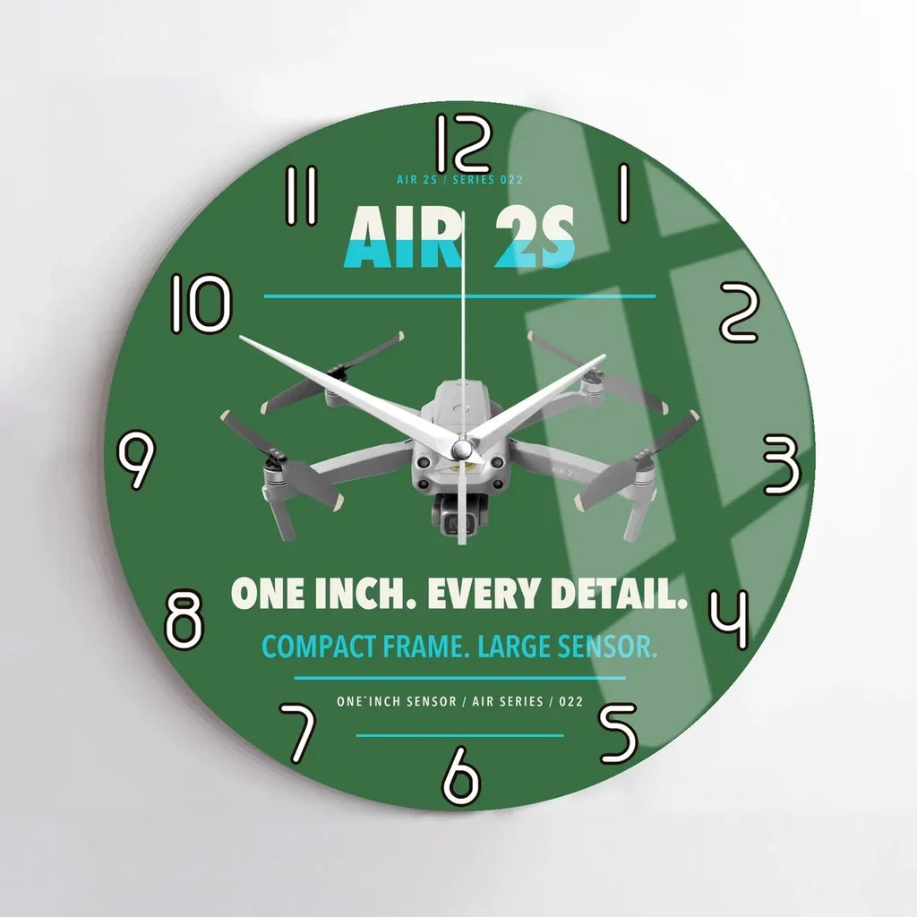 DJI Air 2S design on green no frame wall clock