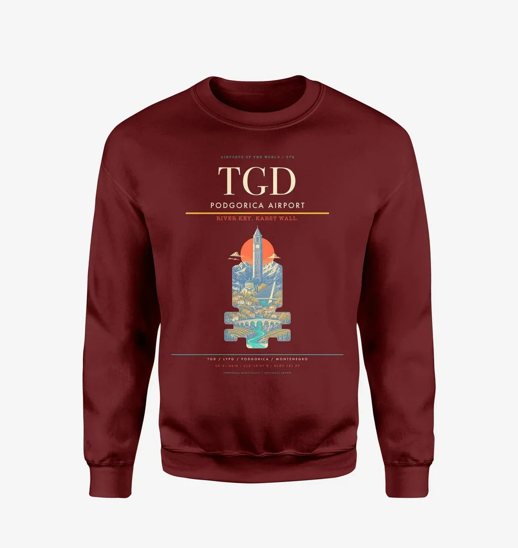 Podgorica Airport TGD Sweatshirt - Wine Red