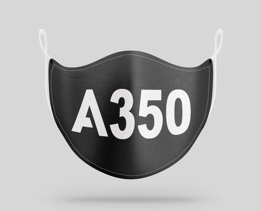 Airbus A350 Text aviation face mask in breathable cotton blend.
