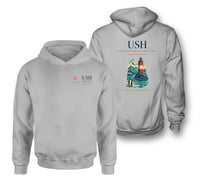 Thumbnail for Malvinas Argentinas International Airport (USH) design on light gray double-side hoodie