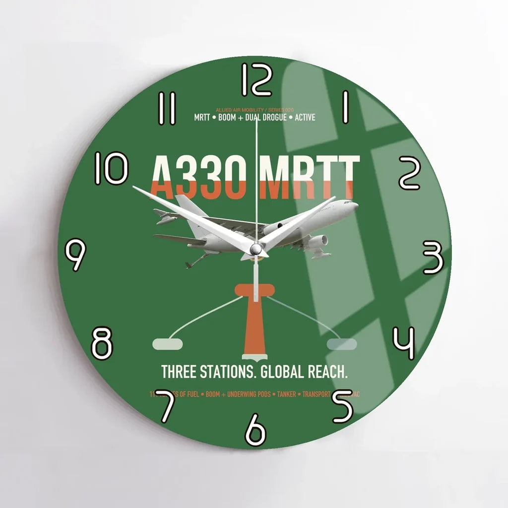 Airbus A330 MRTT design on green no frame wall clock